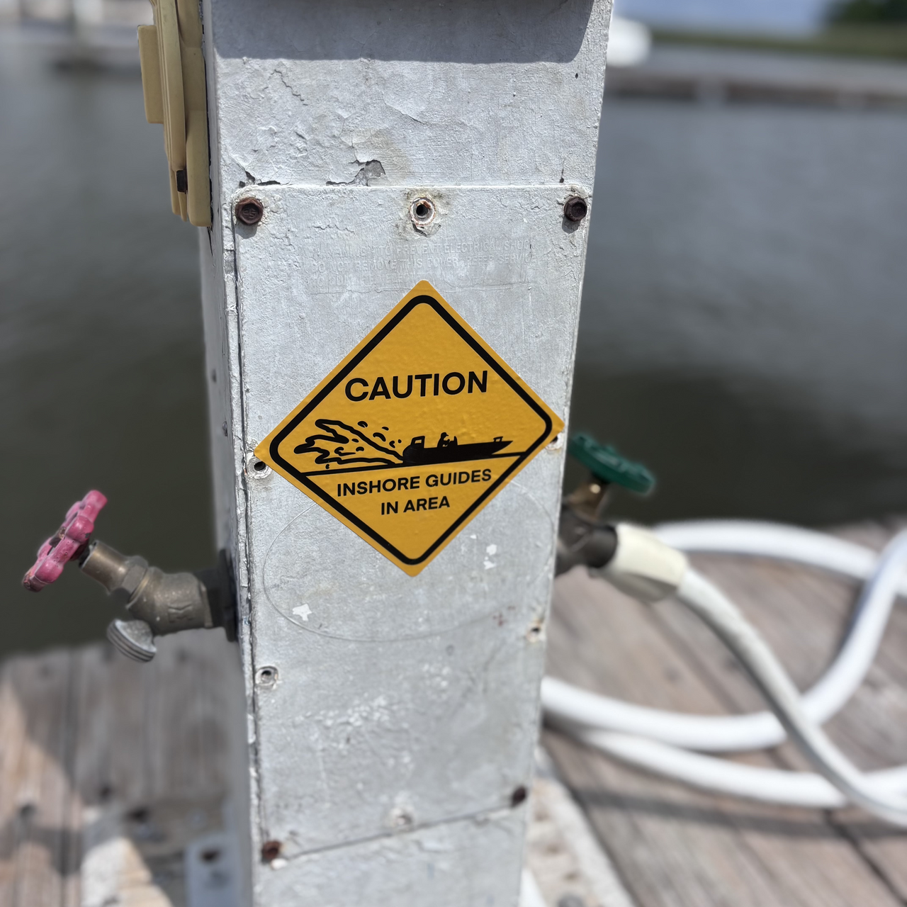 Caution Inshore Guides in Area Sticker
