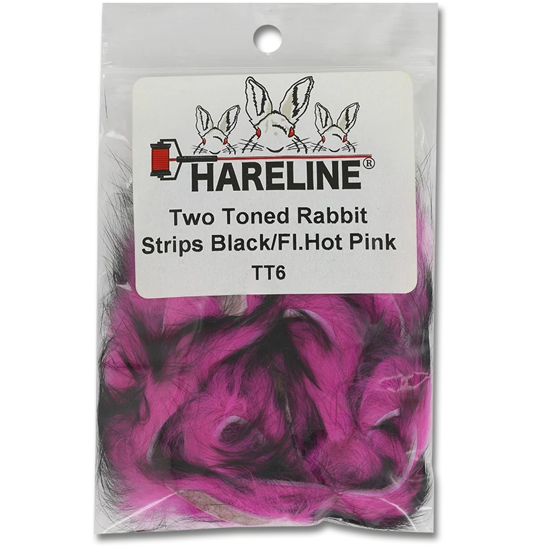 Two Toned Rabbit Strips Black/Fl. Hot Pink